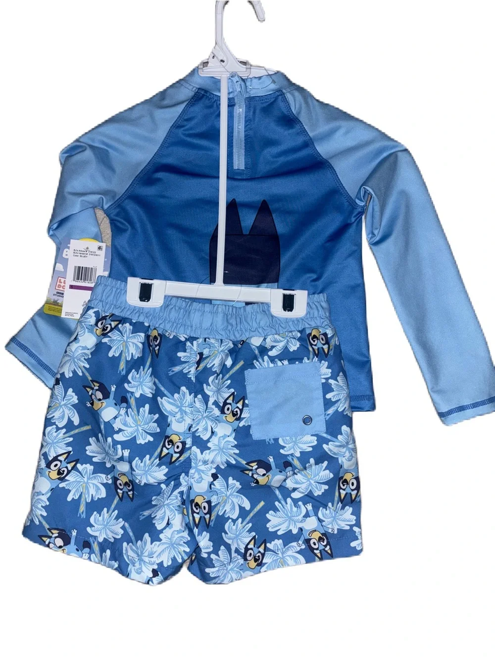 Bluey Boys Kids Rash Guard Set 2 pc Long sleeve Shirt & Swim Trunks Bathing Suit